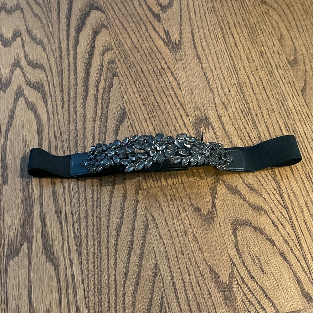 BCBGMaxAzria Black Belt with Crystal Embellishments